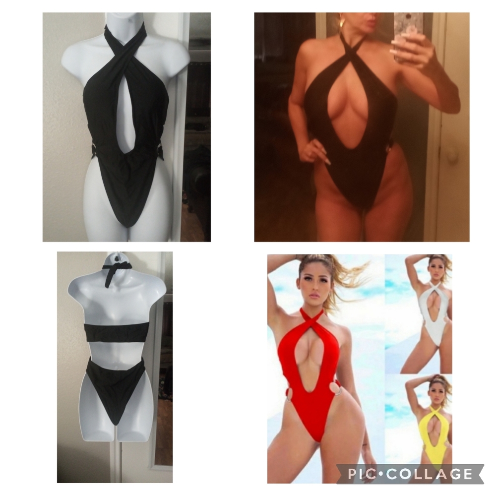 NWOT Beautiful One piece Black swimsuit Size Large. Fits like a Med/Lg